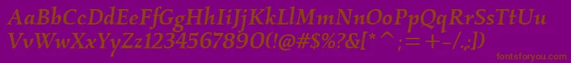 Шрифт KallosmditcTtMediumitalic – коричневые шрифты на фиолетовом фоне