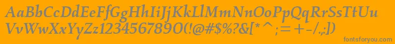 KallosmditcTtMediumitalic-Schriftart – Graue Schriften auf orangefarbenem Hintergrund