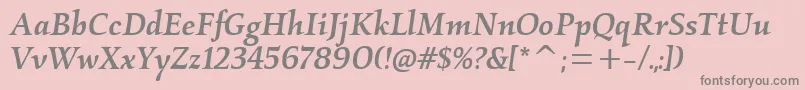 Шрифт KallosmditcTtMediumitalic – серые шрифты на розовом фоне