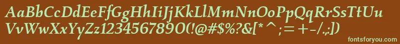 KallosmditcTtMediumitalic Font – Green Fonts on Brown Background