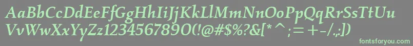 フォントKallosmditcTtMediumitalic – 灰色の背景に緑のフォント