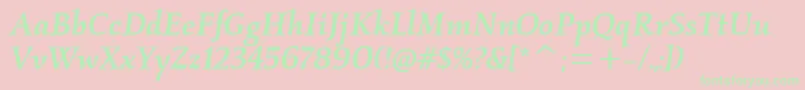Czcionka KallosmditcTtMediumitalic – zielone czcionki na różowym tle