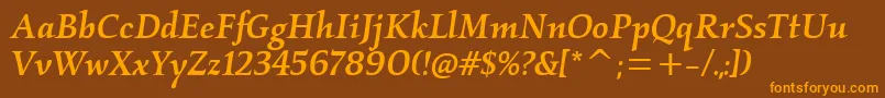 KallosmditcTtMediumitalic Font – Orange Fonts on Brown Background