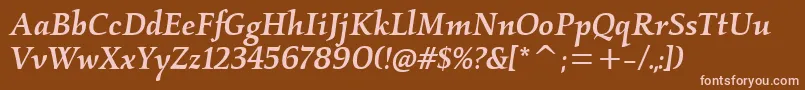 KallosmditcTtMediumitalic-fontti – vaaleanpunaiset fontit ruskealla taustalla