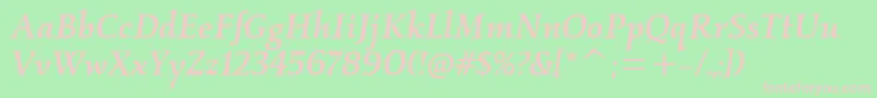 KallosmditcTtMediumitalic-fontti – vaaleanpunaiset fontit vihreällä taustalla