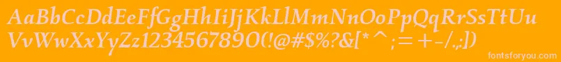 Шрифт KallosmditcTtMediumitalic – розовые шрифты на оранжевом фоне