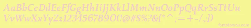 KallosmditcTtMediumitalic Font – Pink Fonts on Yellow Background