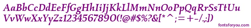 Шрифт KallosmditcTtMediumitalic – фиолетовые шрифты на белом фоне