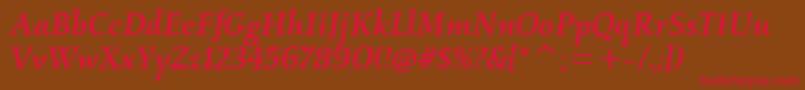 KallosmditcTtMediumitalic-fontti – punaiset fontit ruskealla taustalla