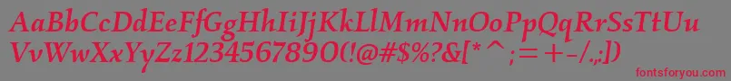 KallosmditcTtMediumitalic Font – Red Fonts on Gray Background