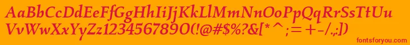 Шрифт KallosmditcTtMediumitalic – красные шрифты на оранжевом фоне