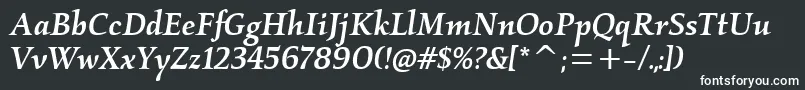 Шрифт KallosmditcTtMediumitalic – белые шрифты на чёрном фоне