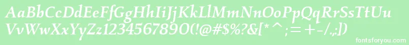 KallosmditcTtMediumitalic-Schriftart – Weiße Schriften auf grünem Hintergrund