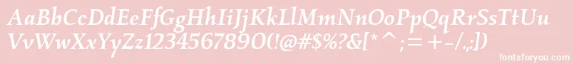Fonte KallosmditcTtMediumitalic – fontes brancas em um fundo rosa