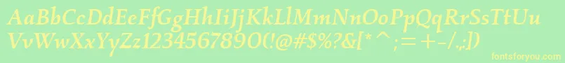 Шрифт KallosmditcTtMediumitalic – жёлтые шрифты на зелёном фоне