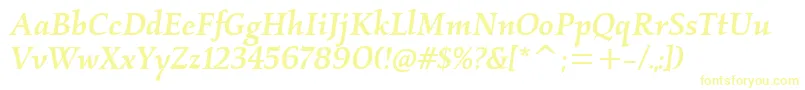 Fonte KallosmditcTtMediumitalic – fontes amarelas em um fundo branco