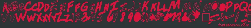 Notsoskimpus-Schriftart – Rote Schriften auf schwarzem Hintergrund