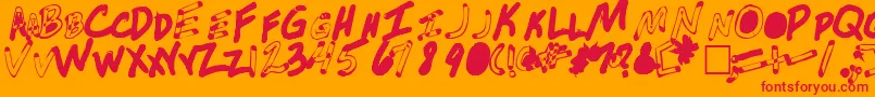 Notsoskimpus Font – Red Fonts on Orange Background