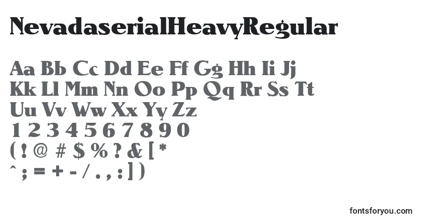 Czcionka NevadaserialHeavyRegular – alfabet, cyfry, specjalne znaki