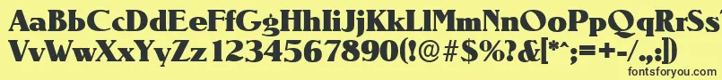 Fonte NevadaserialHeavyRegular – fontes pretas em um fundo amarelo