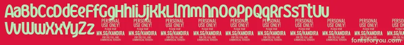 KandiraBlaPersonalUse-fontti – vihreät fontit punaisella taustalla