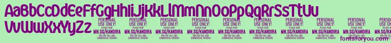 KandiraBlaPersonalUse Font – Purple Fonts on Green Background