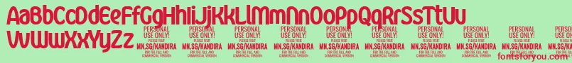 KandiraBlaPersonalUse Font – Red Fonts on Green Background