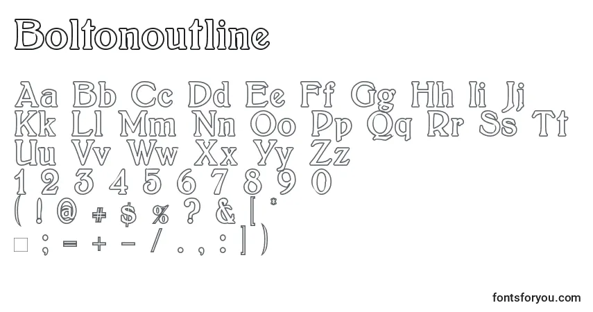Schriftart Boltonoutline – Alphabet, Zahlen, spezielle Symbole