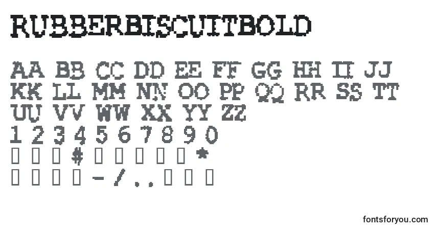 Schriftart RubberBiscuitBold – Alphabet, Zahlen, spezielle Symbole
