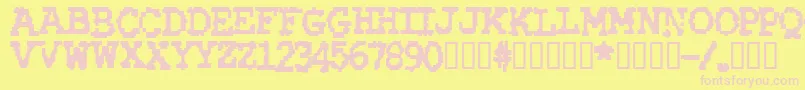 RubberBiscuitBold-Schriftart – Rosa Schriften auf gelbem Hintergrund