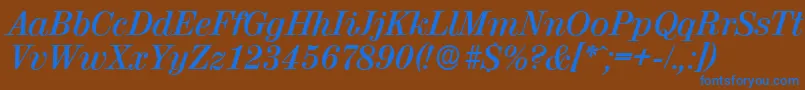 ValenciaserialBolditalic Font – Blue Fonts on Brown Background