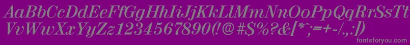 ValenciaserialBolditalic-Schriftart – Graue Schriften auf violettem Hintergrund