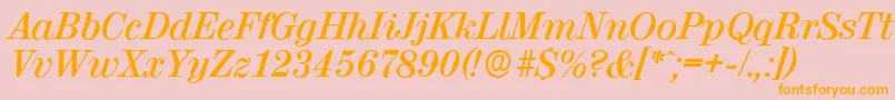 フォントValenciaserialBolditalic – オレンジの文字がピンクの背景にあります。