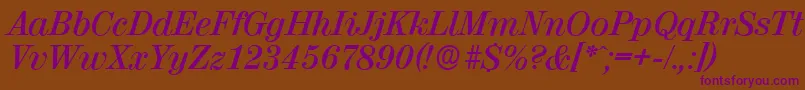 ValenciaserialBolditalic-Schriftart – Violette Schriften auf braunem Hintergrund