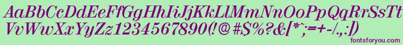 ValenciaserialBolditalic-Schriftart – Violette Schriften auf grünem Hintergrund