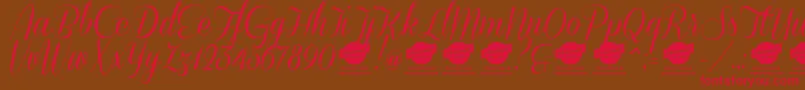 DemoConeriascript-Schriftart – Rote Schriften auf braunem Hintergrund