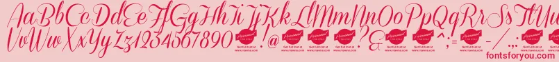 DemoConeriascript-Schriftart – Rote Schriften auf rosa Hintergrund