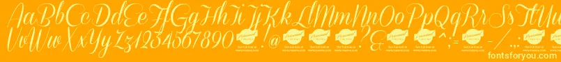 DemoConeriascript Font – Yellow Fonts on Orange Background