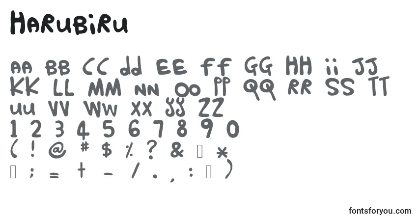 A fonte HaruBiru – alfabeto, números, caracteres especiais
