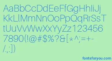 AileronThin font – Blue Fonts On Green Background