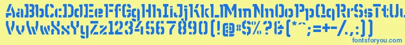WcWunderbachBtaDemibold-Schriftart – Blaue Schriften auf gelbem Hintergrund