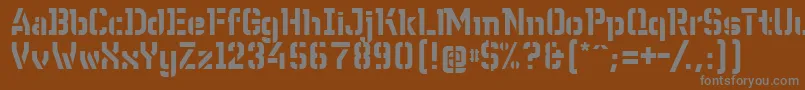 WcWunderbachBtaDemibold-fontti – harmaat kirjasimet ruskealla taustalla