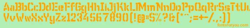 フォントWcWunderbachBtaDemibold – オレンジの文字が緑の背景にあります。