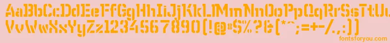 フォントWcWunderbachBtaDemibold – オレンジの文字がピンクの背景にあります。