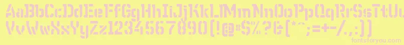 WcWunderbachBtaDemibold-fontti – vaaleanpunaiset fontit keltaisella taustalla