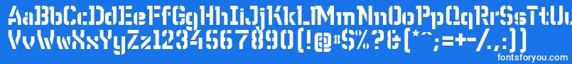 WcWunderbachBtaDemibold-Schriftart – Weiße Schriften auf blauem Hintergrund