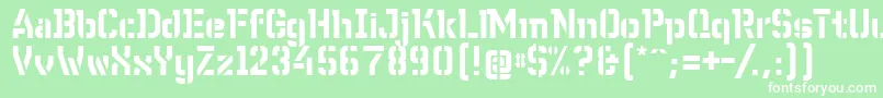 WcWunderbachBtaDemibold-fontti – valkoiset fontit vihreällä taustalla