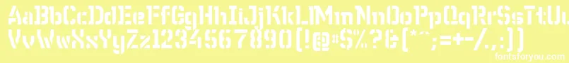 WcWunderbachBtaDemibold-fontti – valkoiset fontit keltaisella taustalla