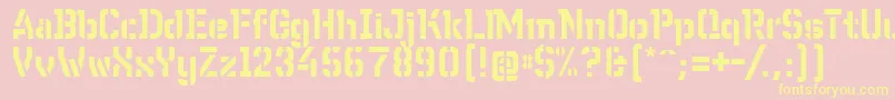 WcWunderbachBtaDemibold-fontti – keltaiset fontit vaaleanpunaisella taustalla