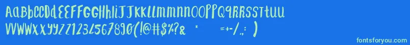 F...SaintTropezAlt2 Font – Green Fonts on Blue Background